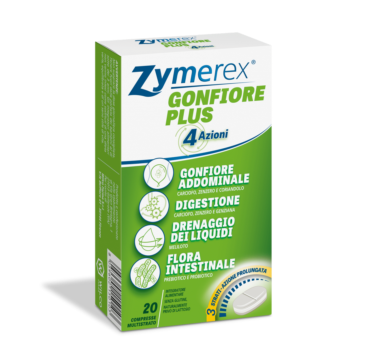 Zymerex Gonfiore Plus 4 Azioni Gonfiore addominale Zymerex